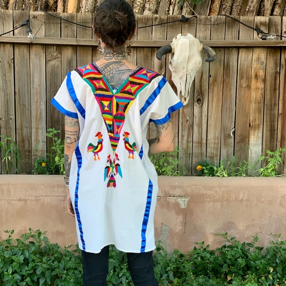 Vintage Mexican Embroidered Rooster Tunic Dress S/M - Picture 5 of 10